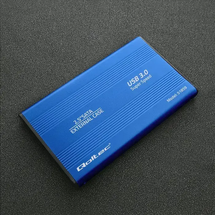 Qoltec Aluminium External Hard Drive Case HDD SSD 2.5'' SATA3 | USB 3.0 | Blue Foto 5