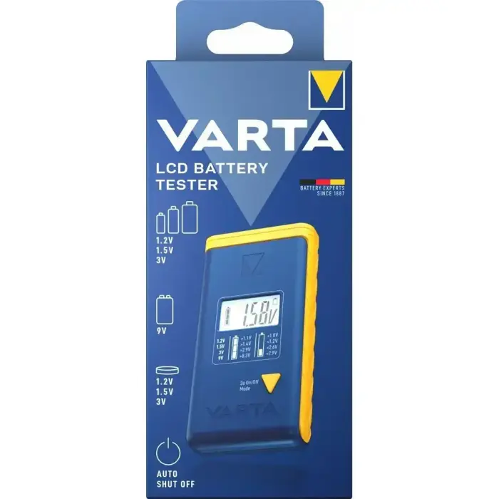 VARTA battery tester with digital display (AA, AAA, Type C, Type D, 9V, button) 893101111 blue Photo 6