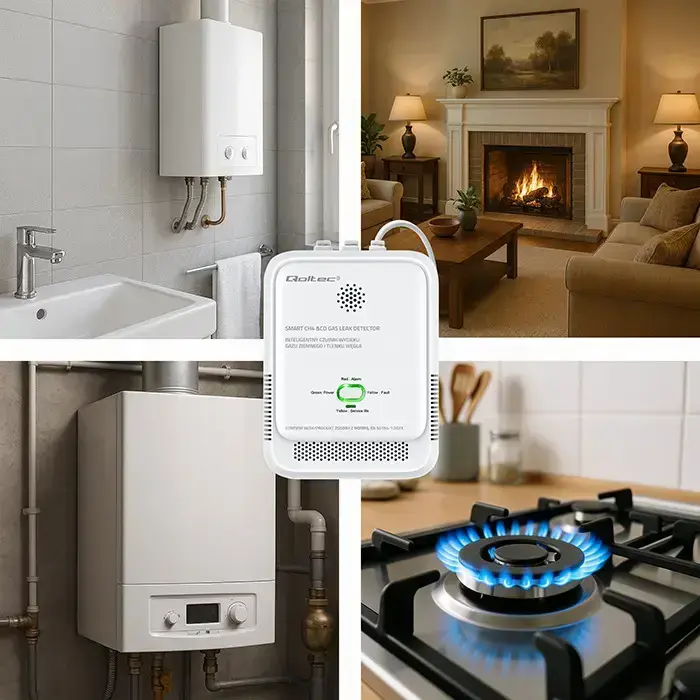 Qoltec Certified wireless Gas Leak (CH4) and Carbon monoxide (CO) detector | alarm 85dB | LED Фото 4