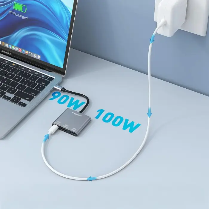 Hub Wozinsky WHCH-01 USB-C PD 100W HDMI 4K@30Hz USB-A 10Gbps - gray Фото 6