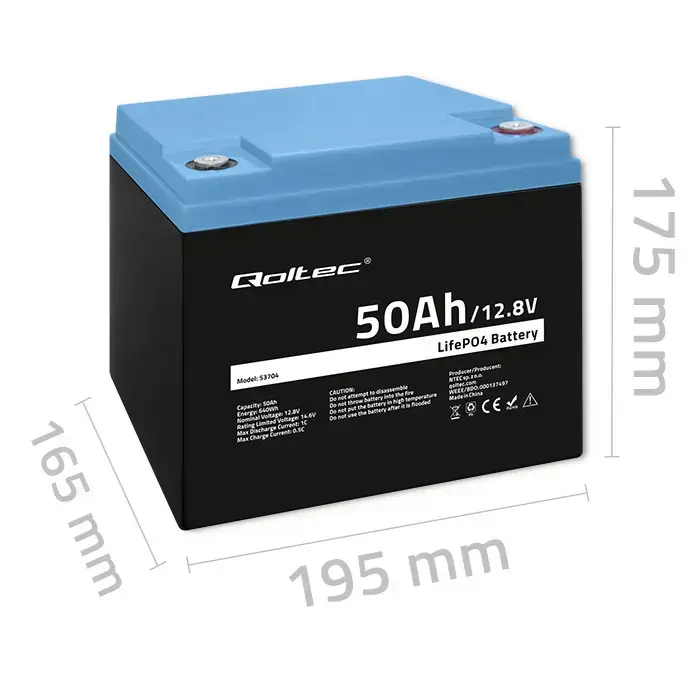 Qoltec LiFePO4 lithium iron phosphate battery | 12.8V | 50Ah | 640Wh | BMS Foto 8