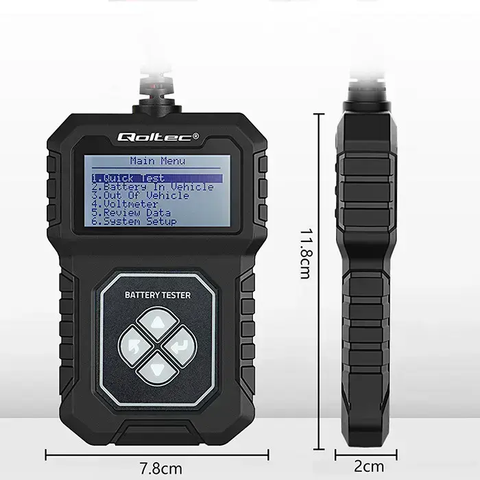 Qoltec Digital Battery tester with LCD 12V | AGM | GEL | STD | 30-220AH Photo 11
