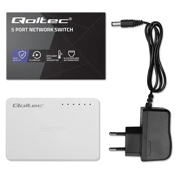 Qoltec Network SWITCH | 5 x RJ45 port | 1000Mbps | Fast Ethernet | LAN Foto 9