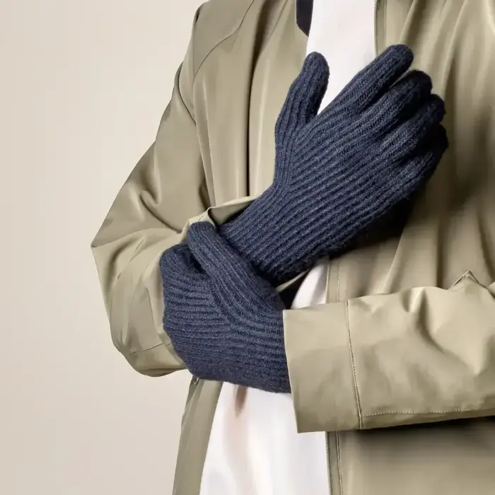 Braided telephone gloves with cut-outs for fingers - black Фото 5