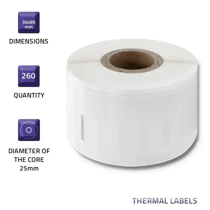 Qoltec Labels for DYMO LW-99012 | S0722400 | 36 x 89 mm | 260 pieces Foto 3