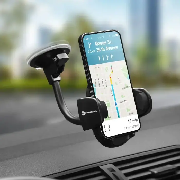 Car phone holder Forcell F-Grip Oval 17 cm windshield / dashboard / air vent black Photo 14