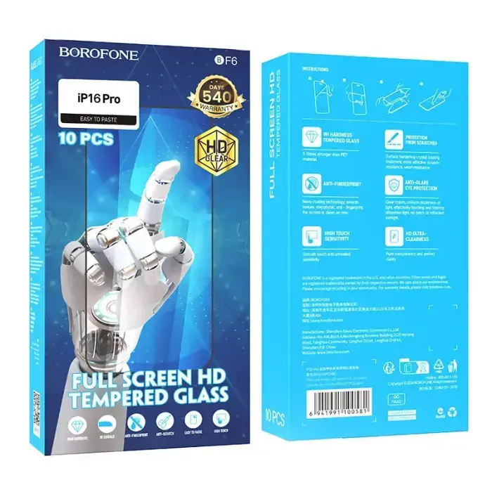 Borofone Tempered glass BF6 Diamond Armor Full Screen HD for Iphone 16 Pro/17 - 10 pieces Foto 10