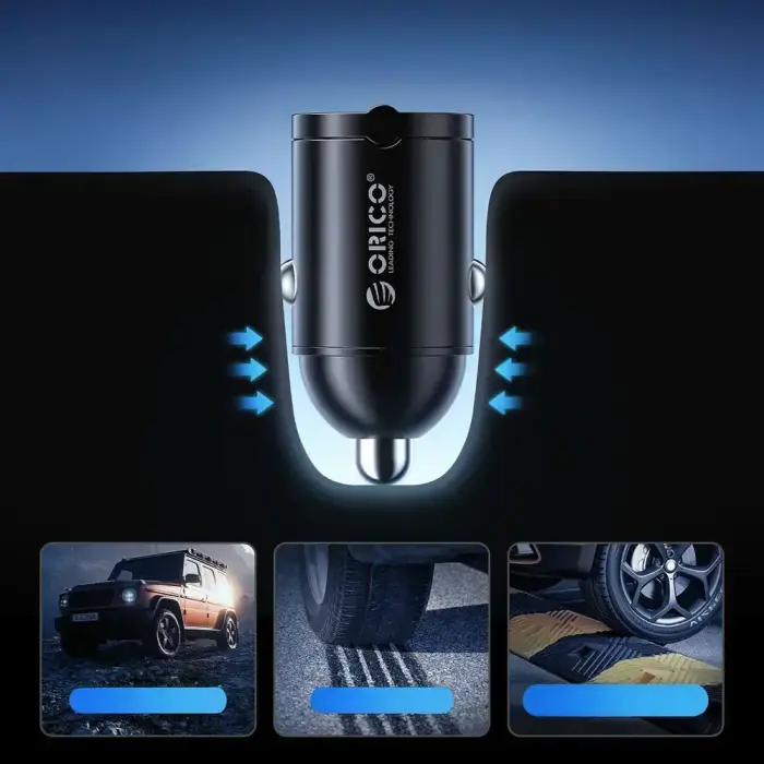 Orico MiniRing 30W USB-A + USB-C Car Charger - Black Foto 6
