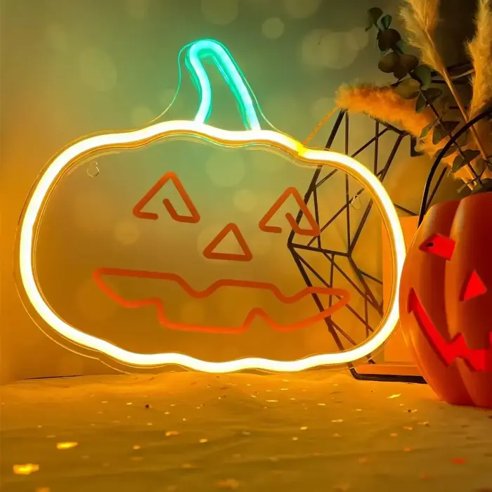 Neon PLEXI LED PUMPKIN WITH STEM orange green NNE13 Neolia Photo 3