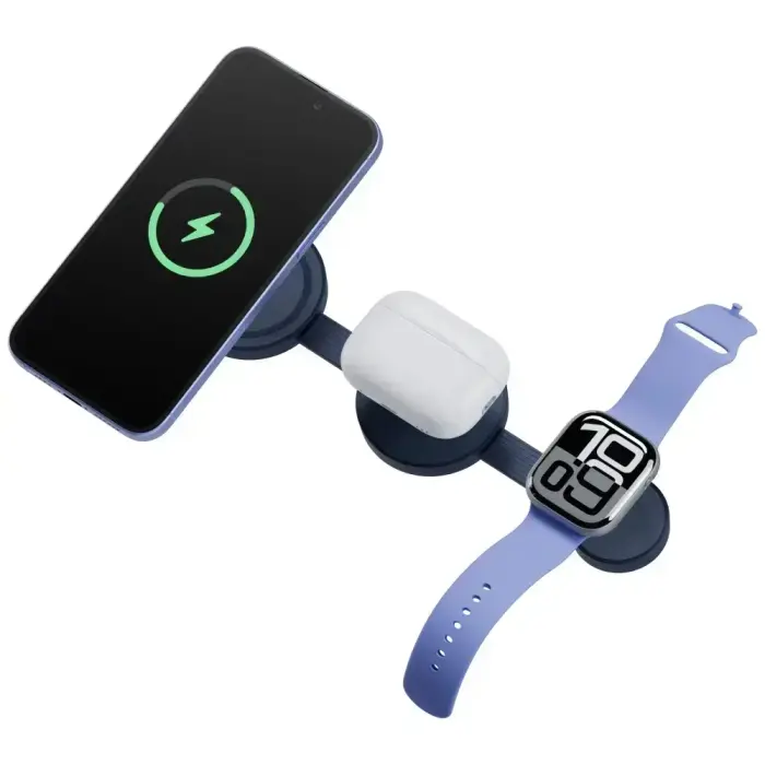 Wireless charger Bazic GoMag Trio 2 3in1 15W magnetic for iPhone/Watch/AirPods blue Фото 4