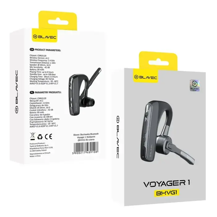 Blavec Bluetooth Headset Voyager 1 Multipoint (BHVG1-B) black Foto 8