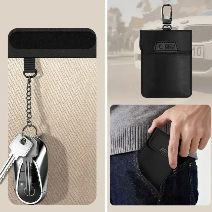 KLATKA FARADAYA TECH-PROTECT KLR400 POUCH KEYLESS RFID SIGNAL BLOCKER CASE BLACK/BLACK Foto 8