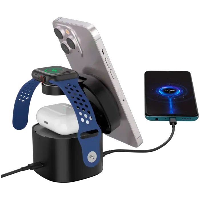 Canyon 4 in 1 Wireless Charging Stand, 30W max, Size: 70x70x70.3mm, weight: 414g, with 65W charger and 1M cable, black Foto 4