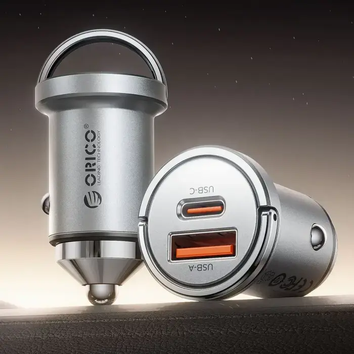 Orico MiniRing Pro 45W USB-A + USB-C Car Charger - Silver Foto 3