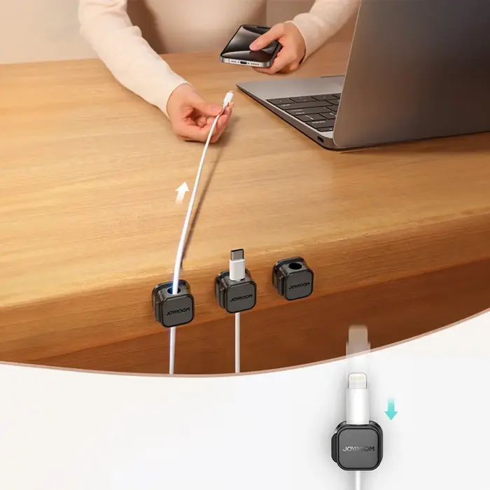 Joyroom JR-ZS368 magnetic cable organizer - black (3 pcs.) Foto 9