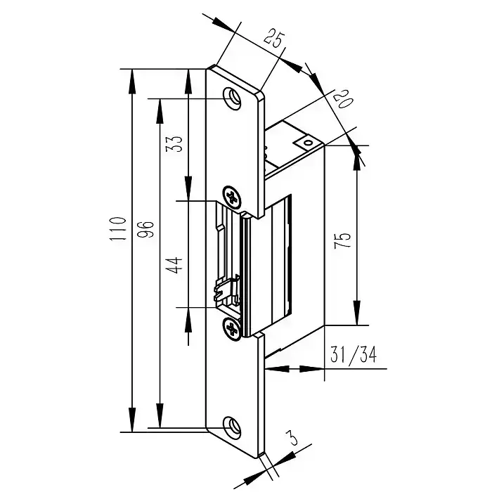 Qoltec Electric strike With lock and memory + mounting plate | 12V | Stainless steel Foto 8