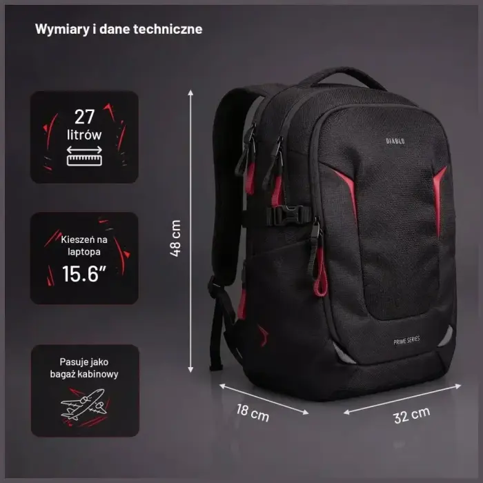 Diablo Chairs Prime Multifunctional Laptop Backpack black Photo 10