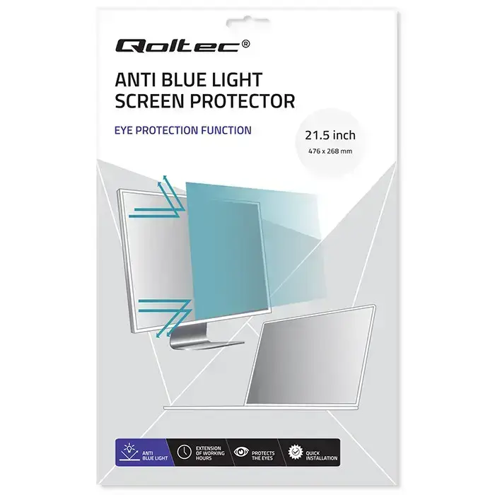 Qoltec Anti Blue Light Filter 21.5" | 16:9 | Eye protection | Anti Glare | Matt | for screen Фото 3