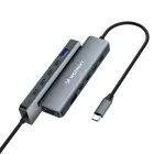 USB-C 6 in 1 Hub Wozinsky WHBC10Y4S Multifunctional, Aluminum, with 25 cm Cable - Gray Фото 2