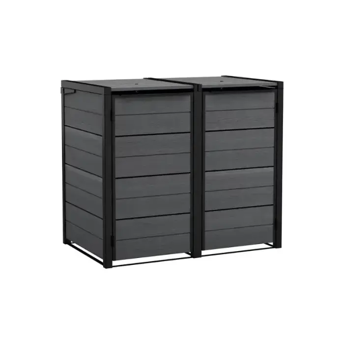 Atkrituma tvertņu 2x240L uzglabāšanas konteiners Hide Away pelēks Foto 2