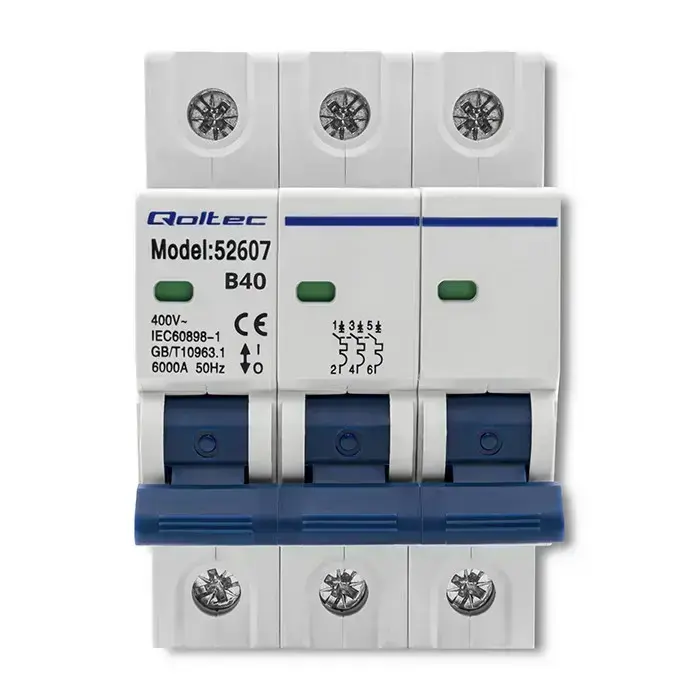 Qoltec Overcurrent Circuit Breaker B40| Fuse | AC | 40A | 3P Photo 11