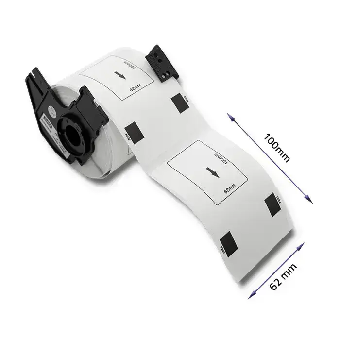 Qoltec Tape for BROTHER DK-11202 | 62mm x 100mm | 300 labels | White/Black print | Roll with holder Photo 3