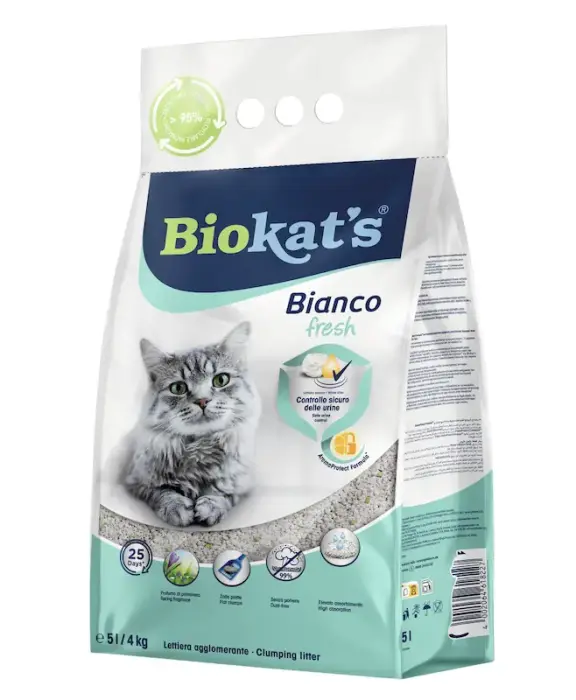 Smiltis kaķu tualetei - Biokats Bianco Fresh, 5 kg Foto 2