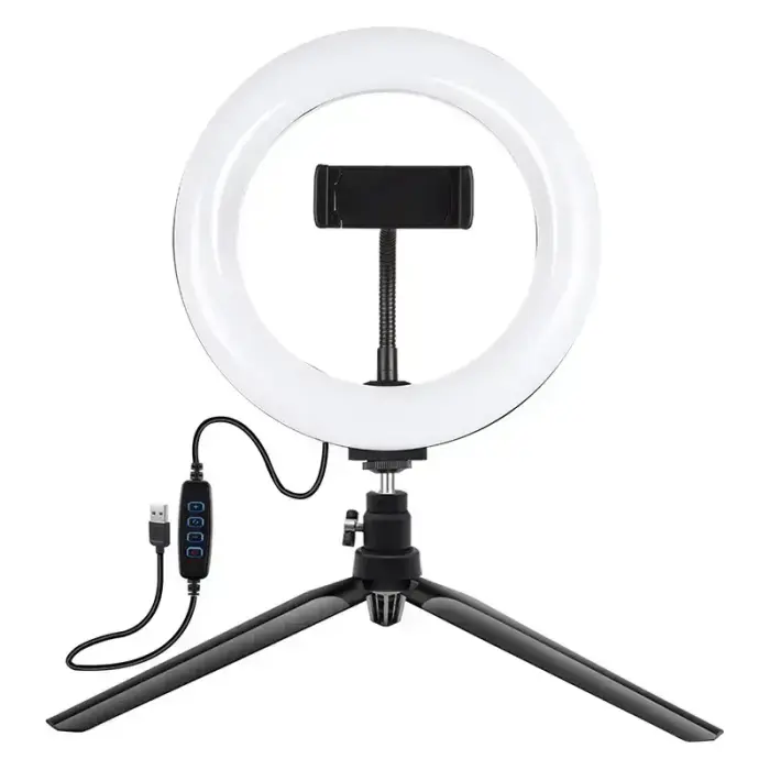 Tripod Mount Puluz with 20cm LED Ring Vlogging PKT3073B Foto 2