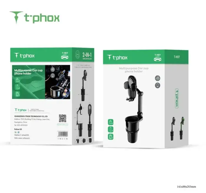 T-PHOX CAR HOLDER TH-07 WITH CUP HOLDER BLACK Photo 7