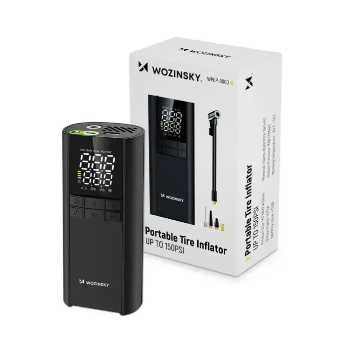 Wozinsky WPEP-8000 compressor, electric pump, 8000mAh power bank, flashlight - black Фото 2