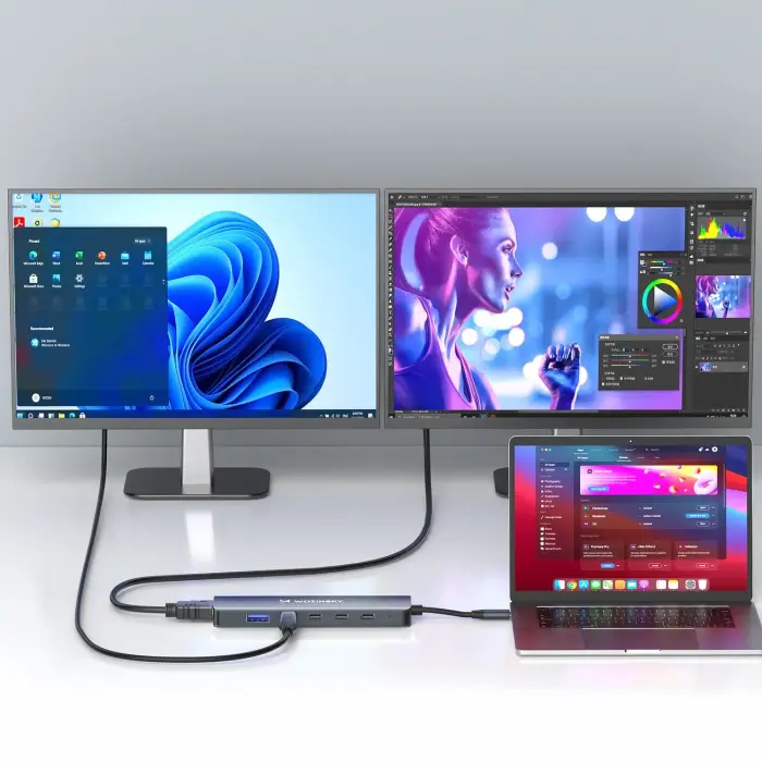 USB-C 6 in 1 Hub Wozinsky WHBC10Y4S Multifunctional, Aluminum, with 25 cm Cable - Gray Фото 4