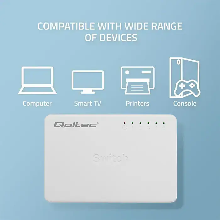 Qoltec Network SWITCH | 5 x RJ45 port | 1000Mbps | Fast Ethernet | LAN Foto 4