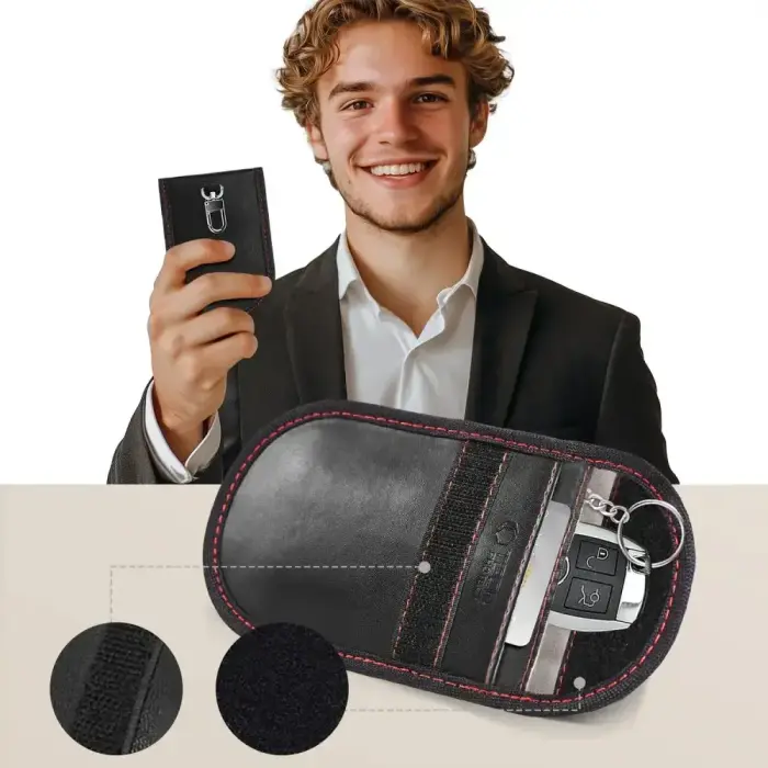 KLATKA FARADAYA TECH-PROTECT KLR100 POUCH KEYLESS RFID SIGNAL BLOCKER CASE BLACK/RED Foto 3