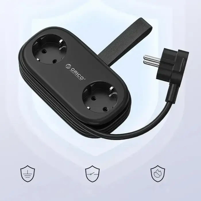 Orico APP 15.5W 5in1 Power Strip 2x AC + 2x USB-A + 1x USB-C - Black Photo 5