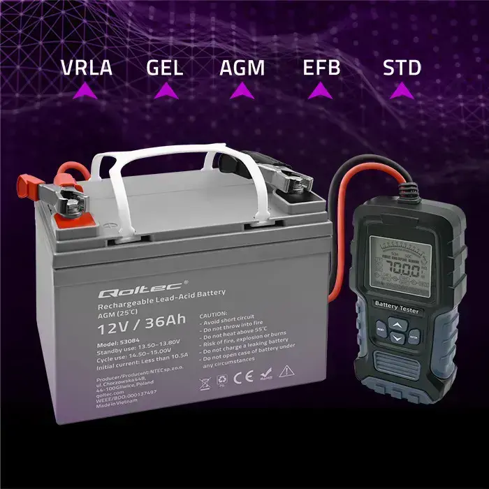 Qoltec LCD digital battery tester | 12V | 24V | 3Ah-250Ah Foto 7