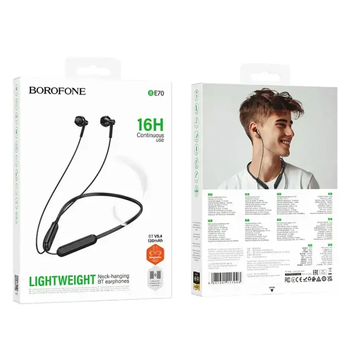 Borofone Sports earphones BE70 Light bluetooth black (damaged packaging) Foto 6