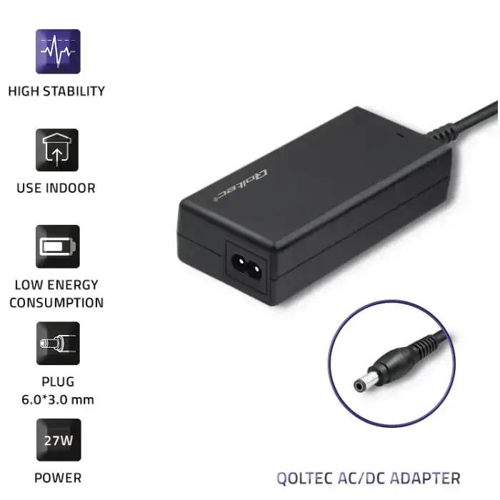 Qoltec Desktop power supply 27W | 12V | 2.25A | 6.0*3.0 + power cable Foto 4