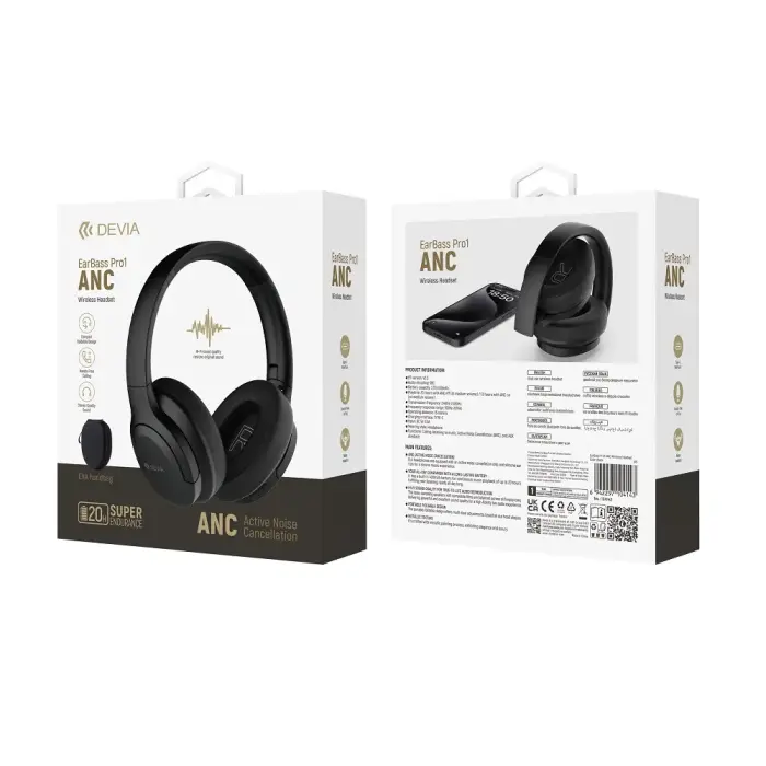 Devia Bluetooth headphones EarBass Pro1 black with ANC Foto 5