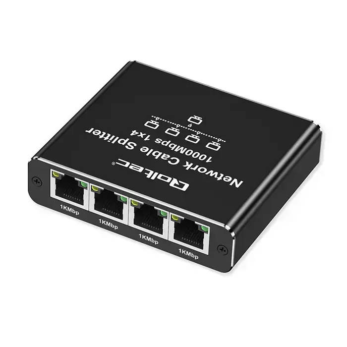 Qoltec Splitter Ethernet mini SWITCH 1x4 RJ45 | 1000Mb/s | USB-C | Aluminium Фото 6