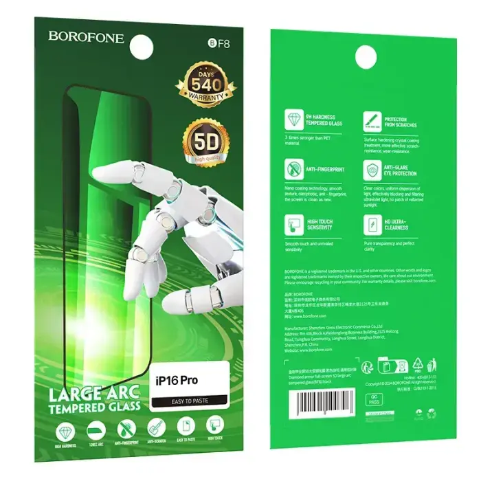 Borofone Tempered glass BF8 Diamond Armor Full Screen 5D Large Arc for Iphone 16 Pro/17 - 10 pieces Foto 9