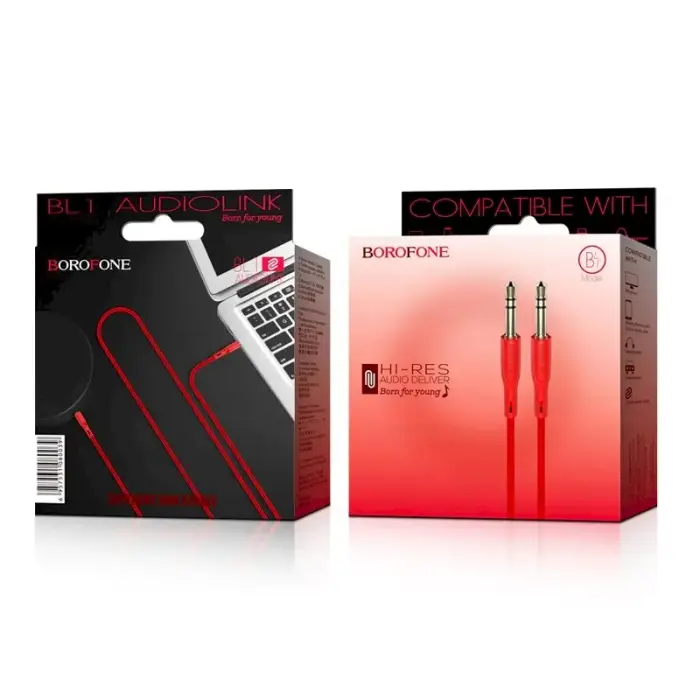 Borofone BL1 Premium AUX Cable 3.5 mm -> 3.5 mm 1m red Photo 2