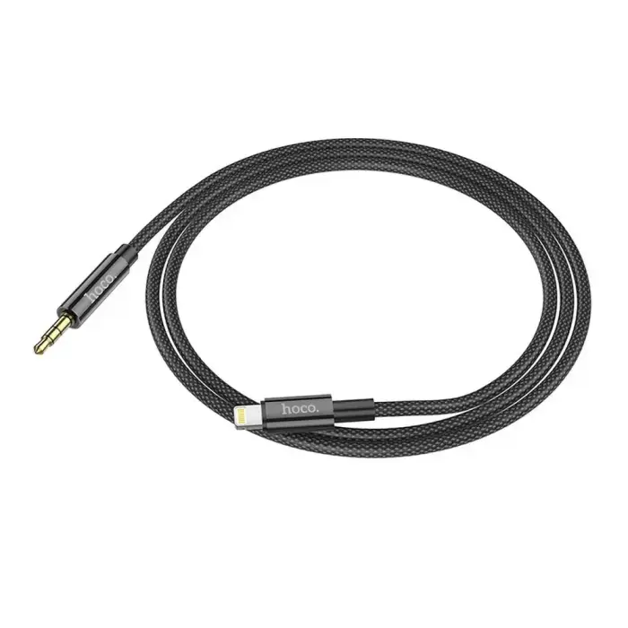 Cable AUX Jack 3,5 mm to Lightning Hoco 1 m UPA19 black Photo 2