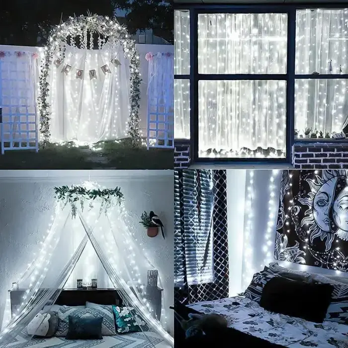 LED CURTAIN (100 LED LAMPS) 3Mx1M COLD WHITE Foto 4