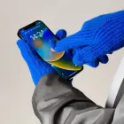 Braided telephone gloves with cutouts for fingers - blue Фото 4