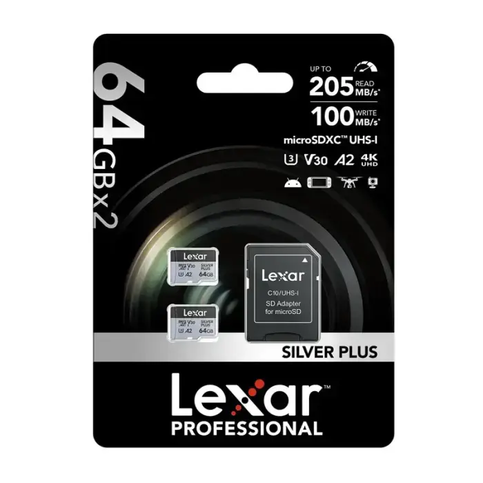 Karta pamięci Lexar High-Performance Silver Plus microSDXC 64GB + adapter Фото 6