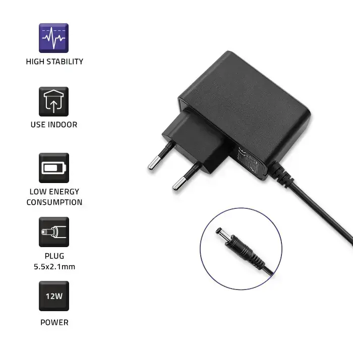 Qoltec Plug-in power adapter PREMIUM 12W | 12V | 1A | 5.5*2.1 Foto 3