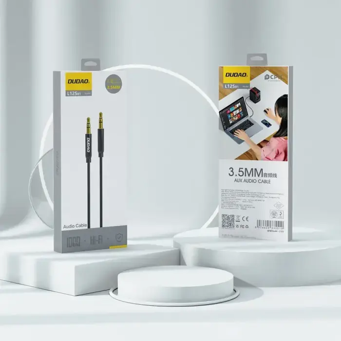 Dudao L12S AUX cable mini jack 3.5mm 1m 3-pole stereo - black Photo 8