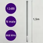 Qoltec LoRa Antenna | 12dBi | Omnidirectional | Outdoor | Fiberglass | 868 MHz | 1.5m Photo 5