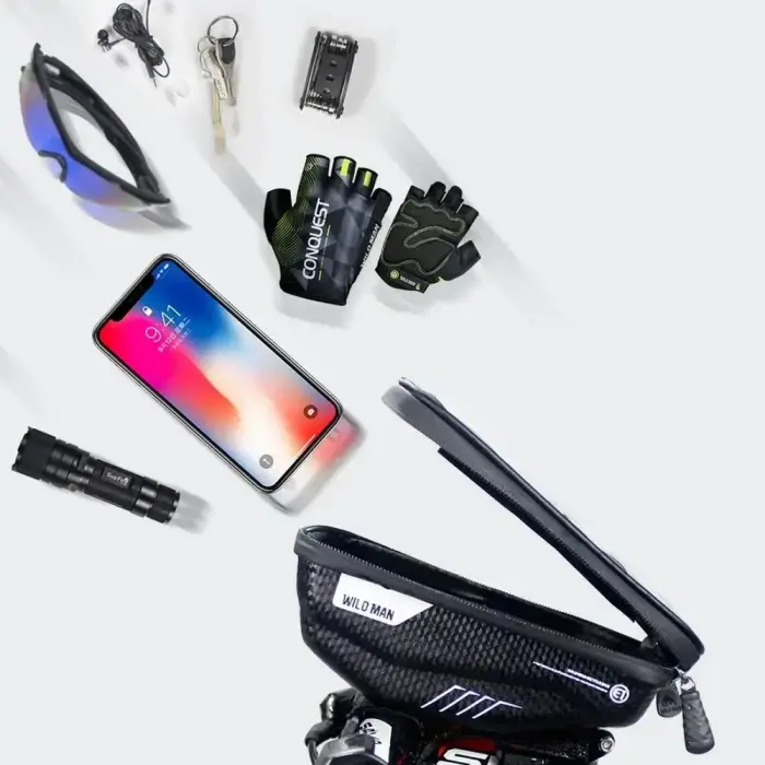 WILDMAN traveling bag for bike handlebars with zipper E1 1L ( 4 "- 7" ) black Photo 9