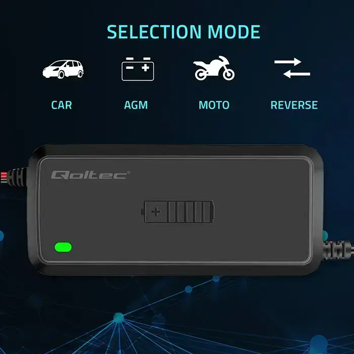 Qoltec Intelligent microprocessor charger 12V 5A | Rectifier for AGM GEL SLA battery | 6 - stage charging Фото 2